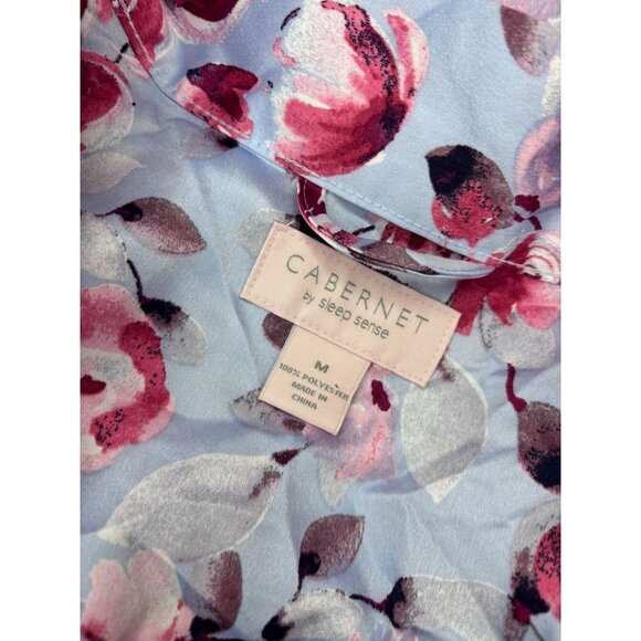 Cabernet women's medium blue floral mid length satin kimono long sleeve robe - Picture 8 of 8